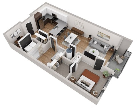 bedroom floor plan an in 3d